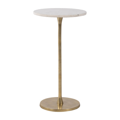 Sagebrook Home - End Table - Gold/White Marble Top Metal Round Base, 24 in.