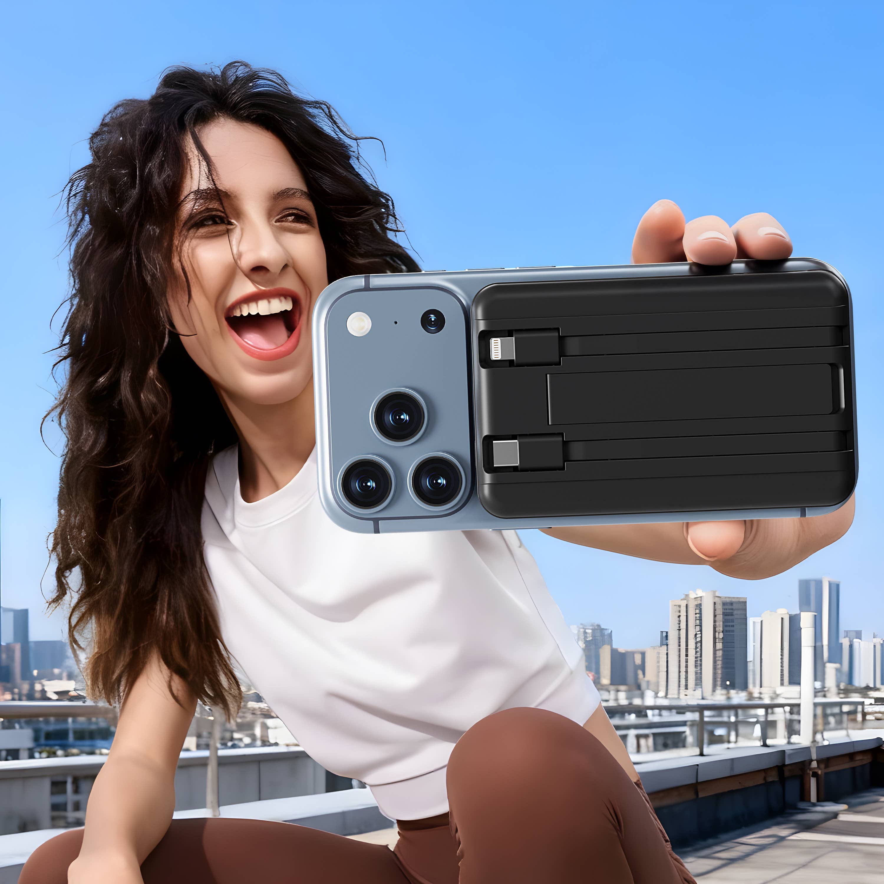 LAX Gadgets - Magnetic 7200mAh Rapid-Charge Power Bank with Built-In Cable