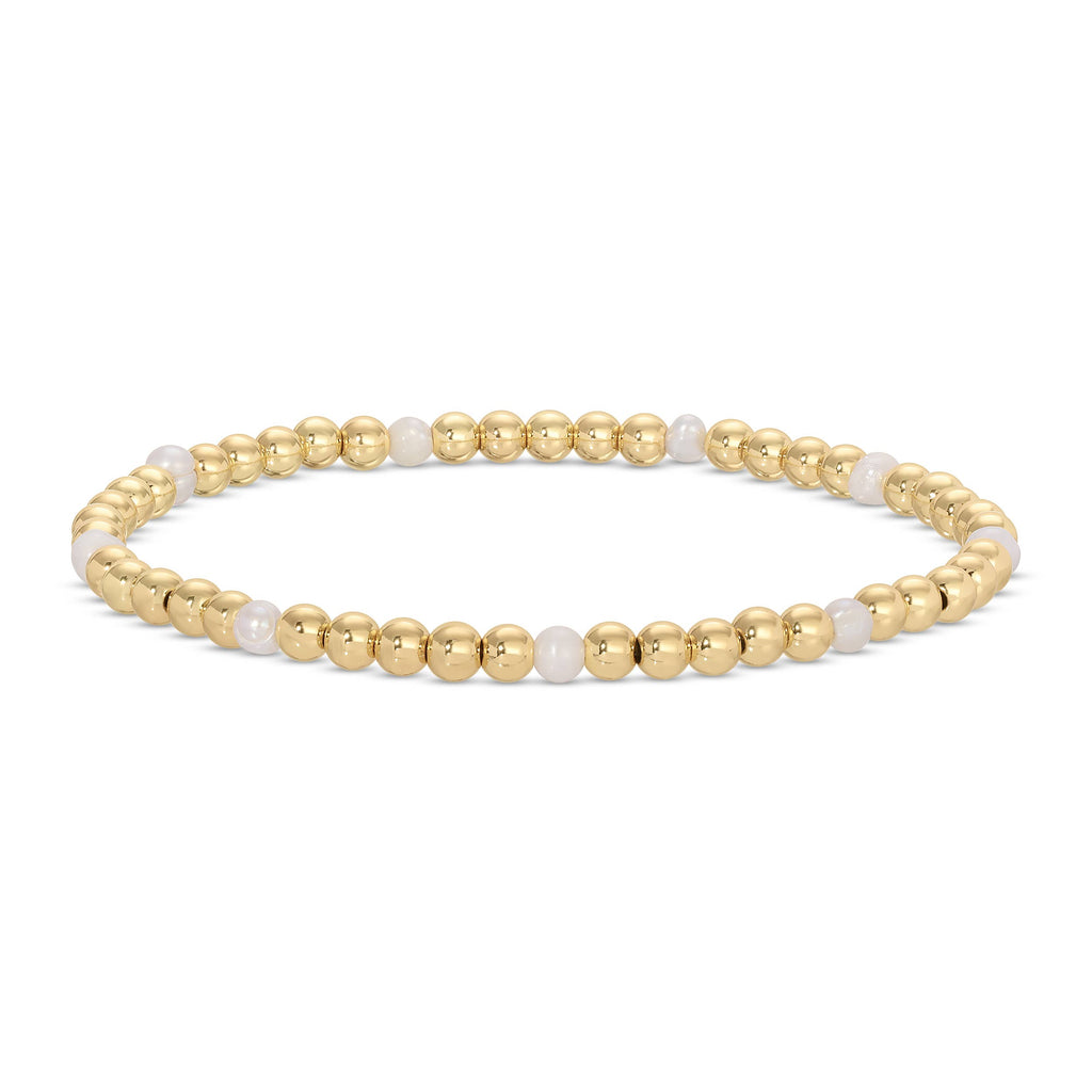 Splendid Iris - 4mm Bead & Pearl Stretch Bracelet