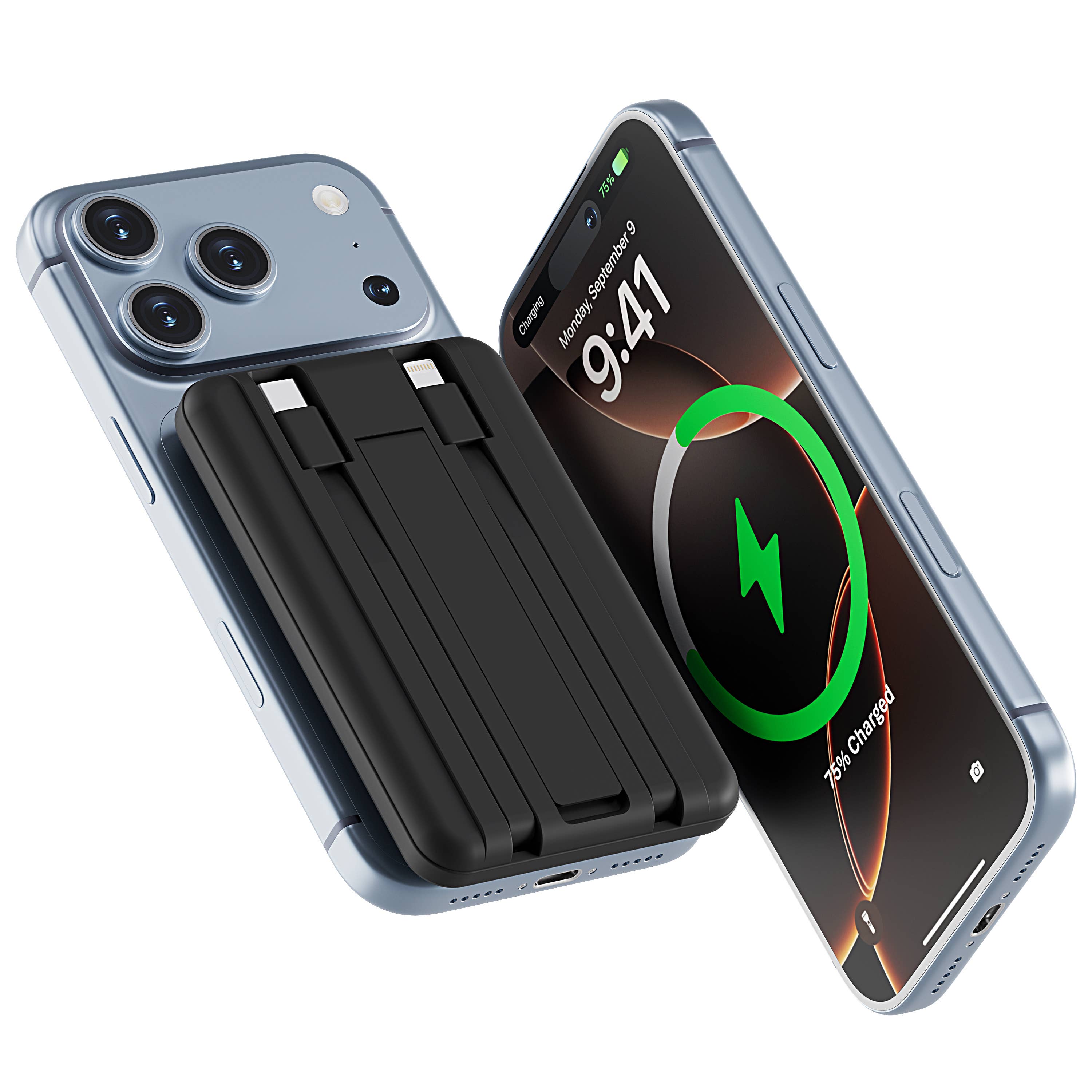 LAX Gadgets - Magnetic 7200mAh Rapid-Charge Power Bank with Built-In Cable
