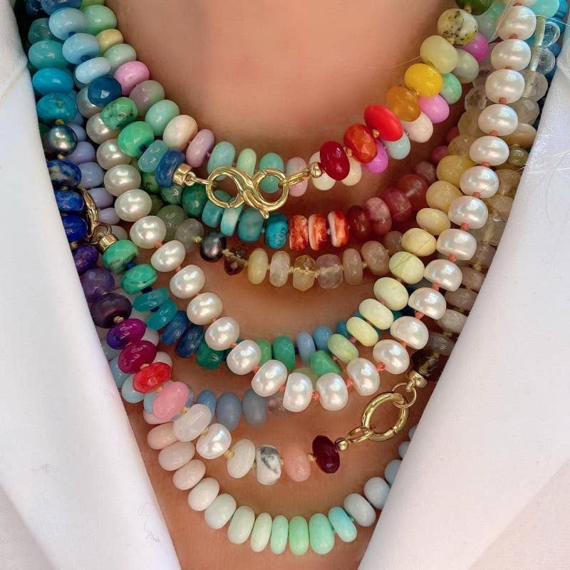 JOSSLYN by wall to wall - Natural Stone Semi-Precious Glass Mixed Necklace