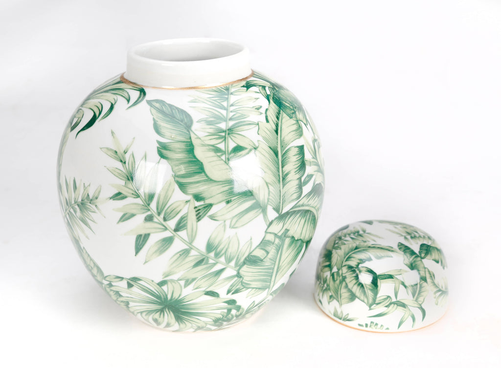 AA Importing - Tropical Leaf Round Jar