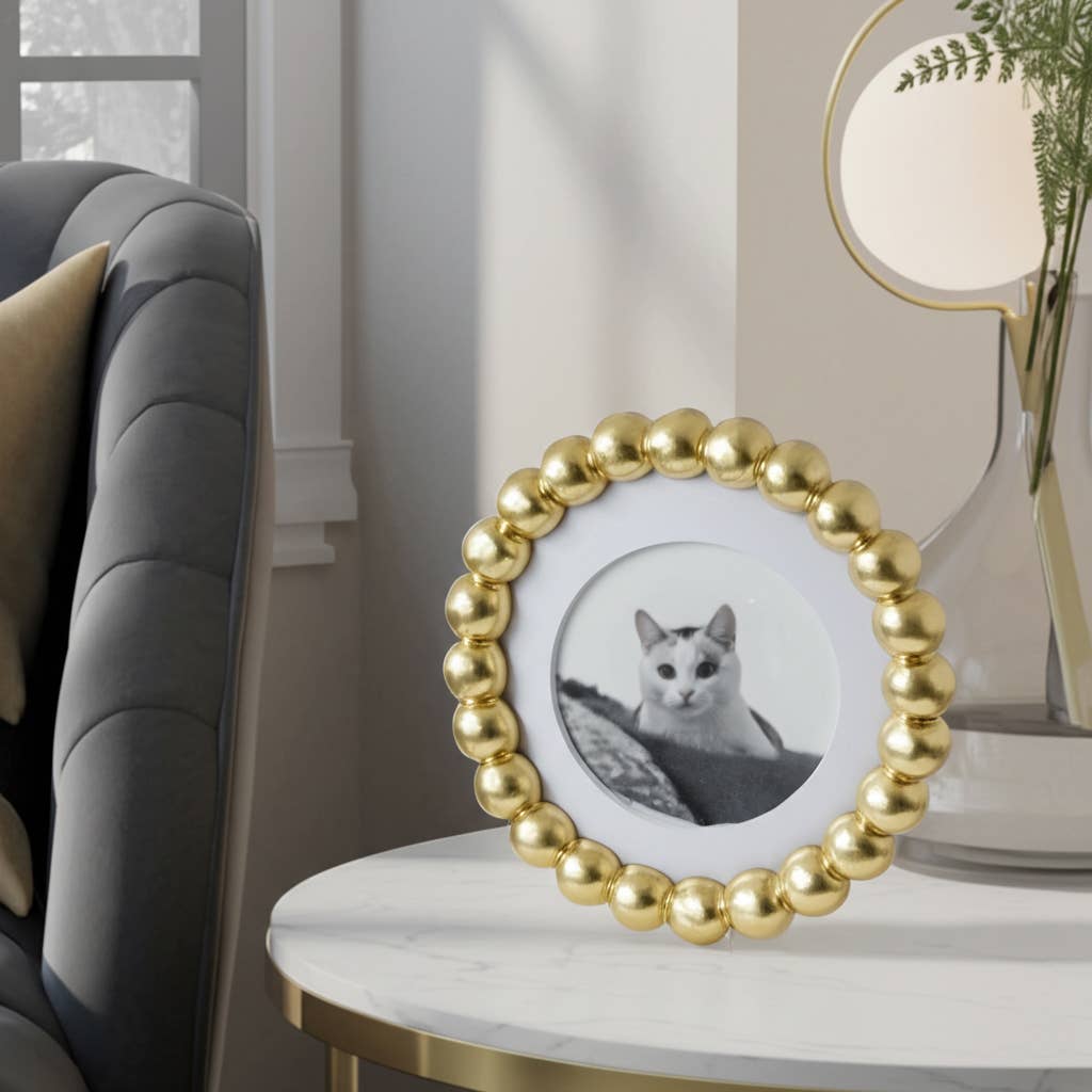 Sagebrook Home Gold Glass Elegant Matted Beaded Frame, 6x6 in.