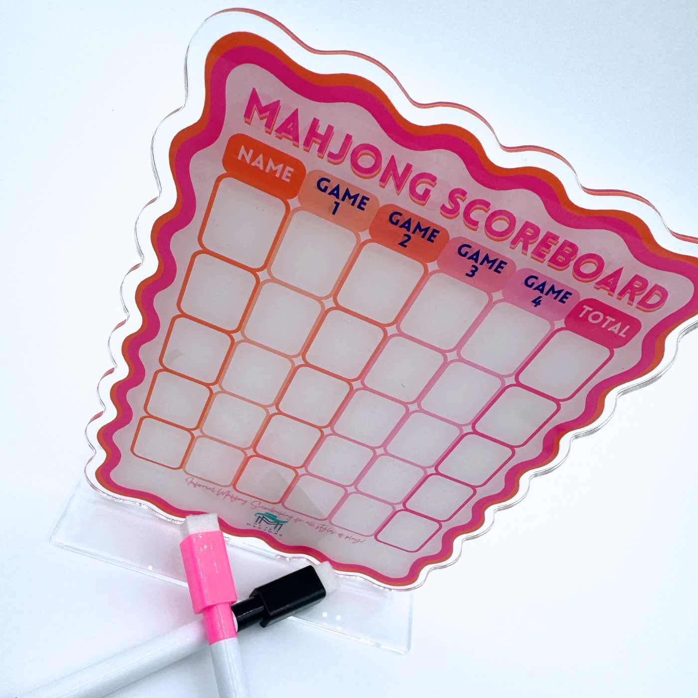 My Fair Mahjong - Mahjong Scoreboard  | Scalloped Dry Erase Board with Stand & Markers