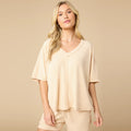 Softies Terry Relaxed V-neck with Short Set in Warm Sand