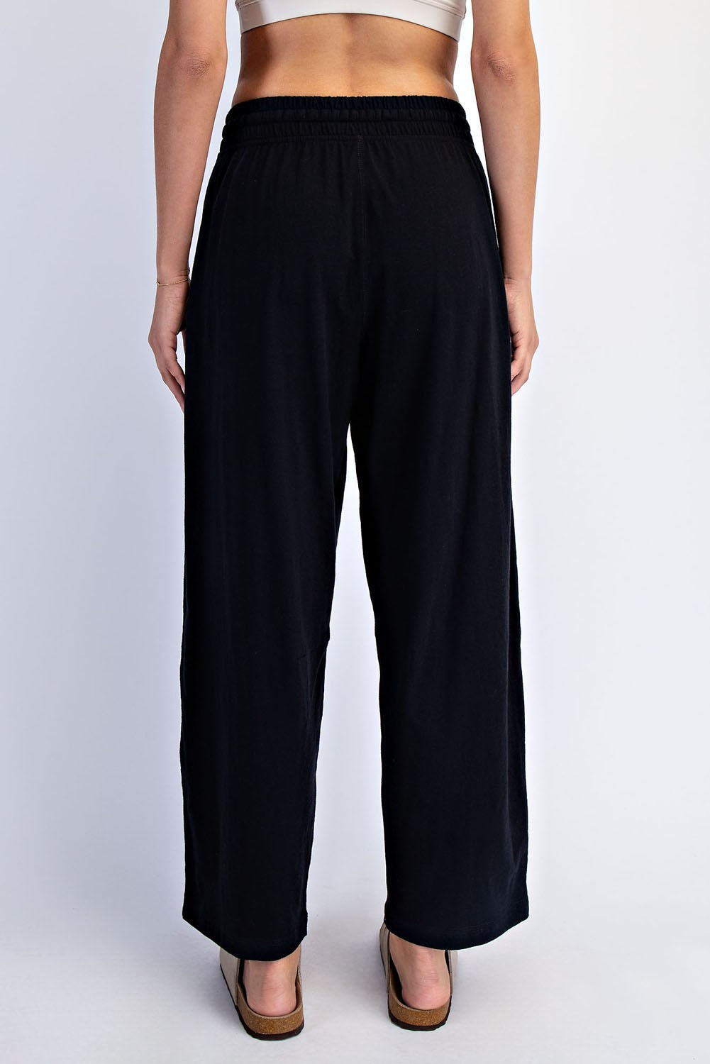 Rae Mode Black Cotton Slub Barrel Pant