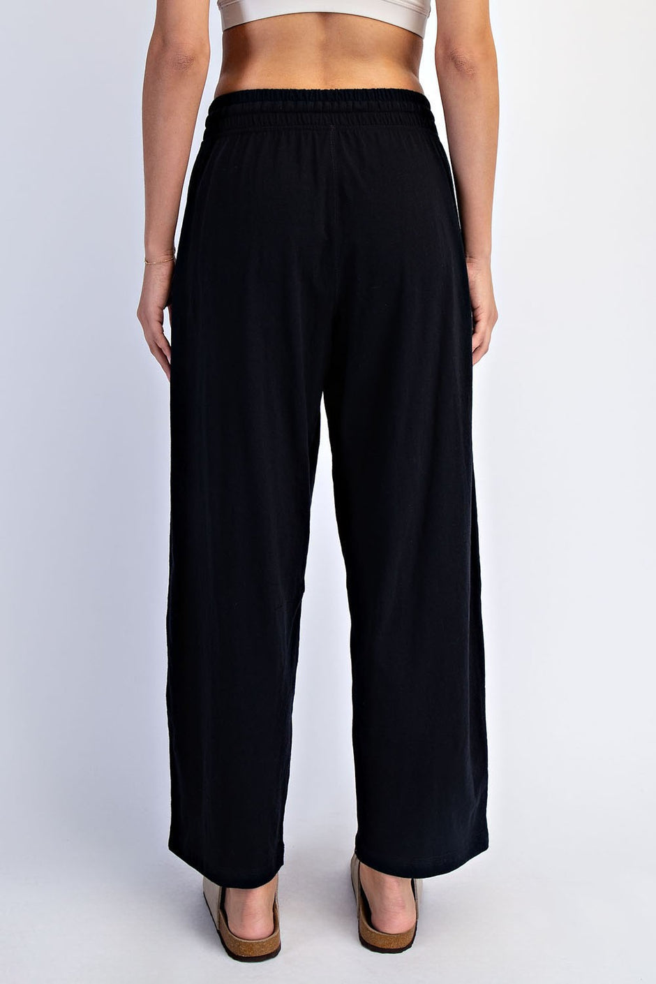 Rae Mode Black Cotton Slub Barrel Pant