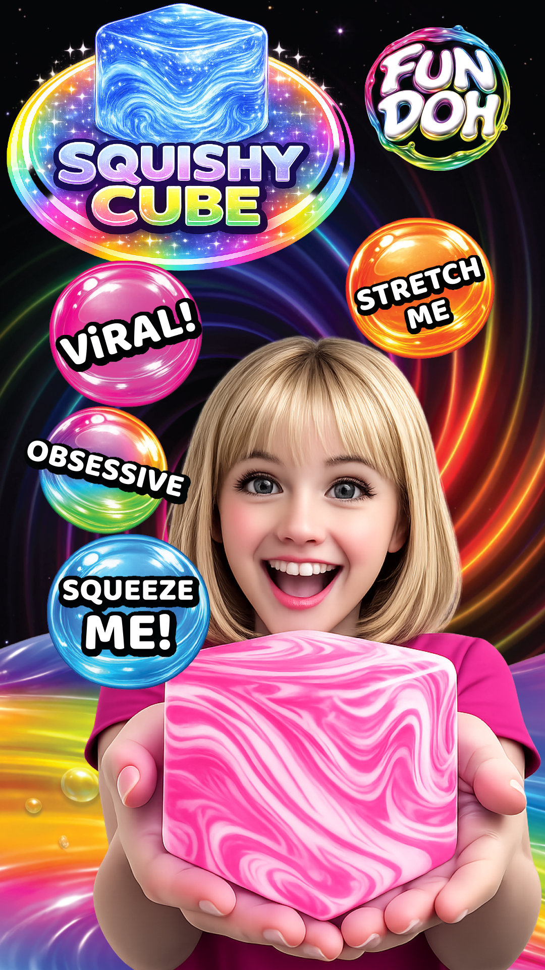 Novelty Brands - Fun Doh Swirl Squishy Cubes Viral Assortment - 12/Display