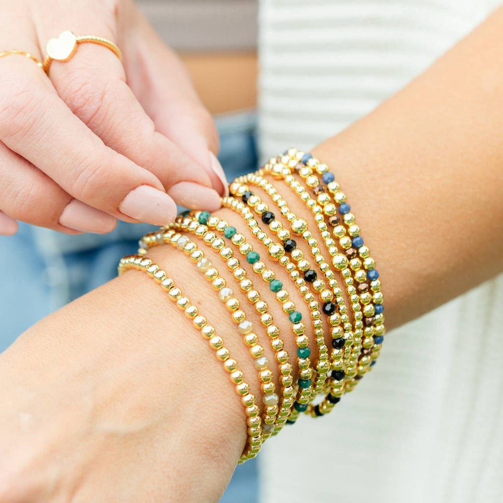 Splendid Iris - 3mm Bead With 5mm Accent Stretch Bracelet