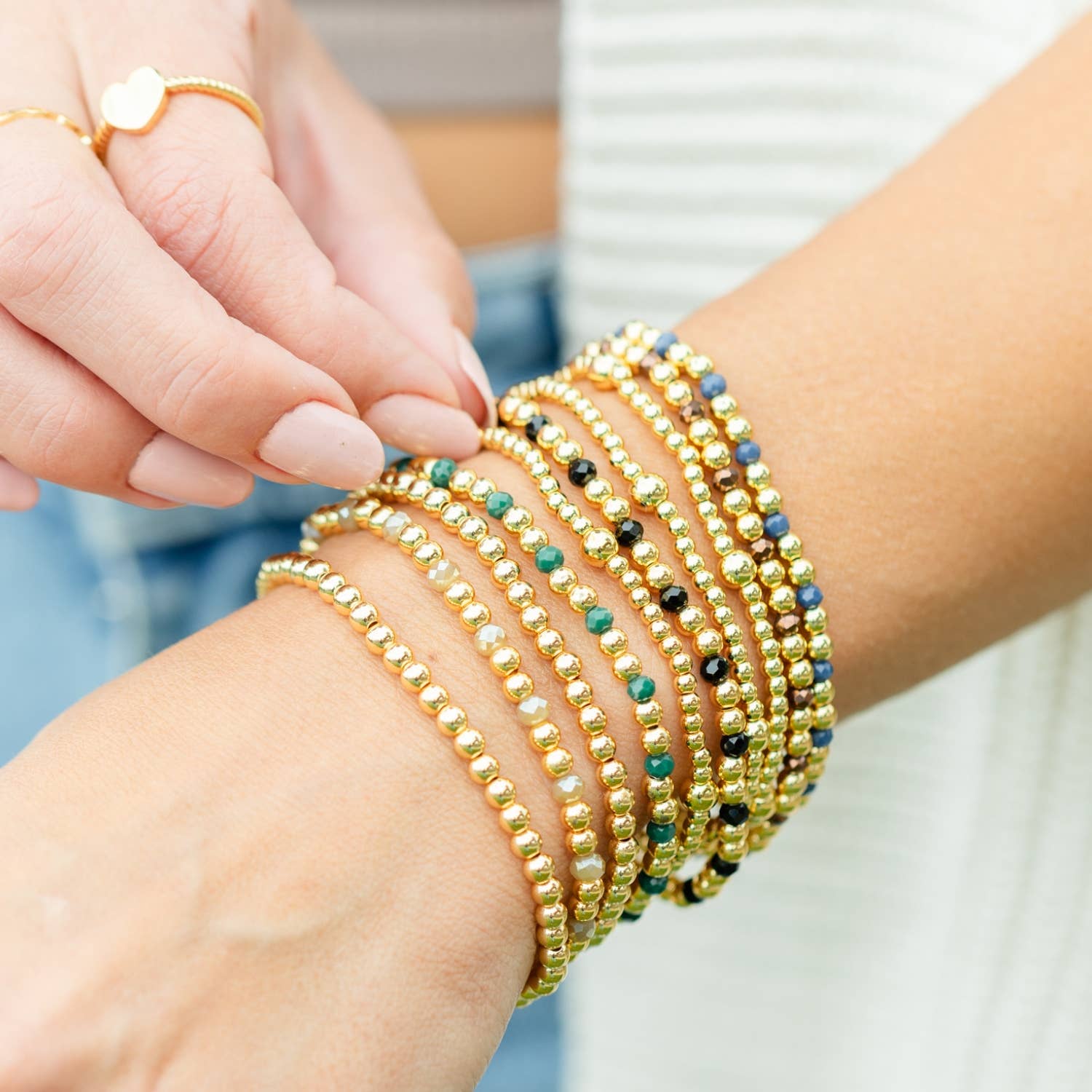 Splendid Iris - 3mm Bead With 5mm Accent Stretch Bracelet