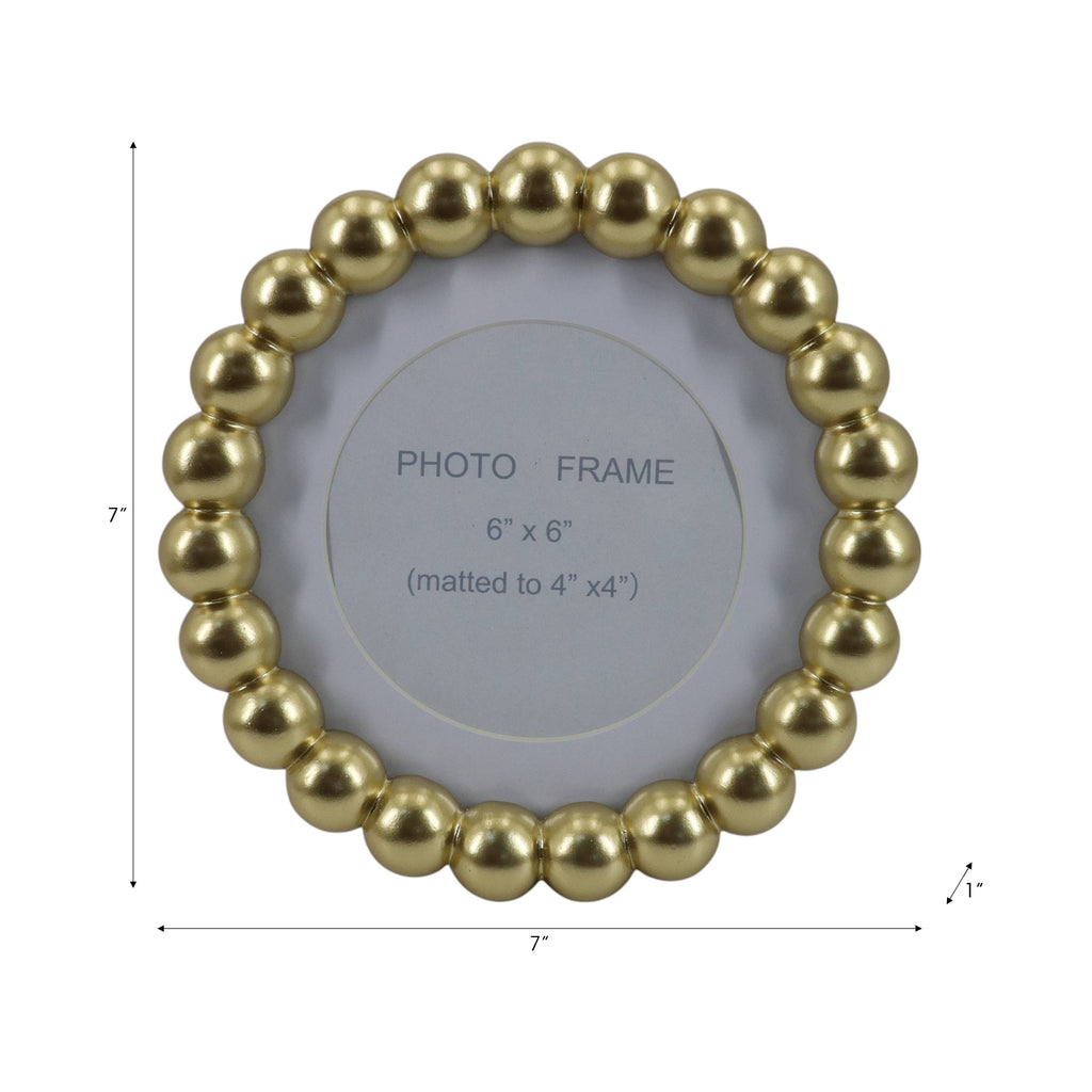 Sagebrook Home Gold Glass Elegant Matted Beaded Frame, 6x6 in.