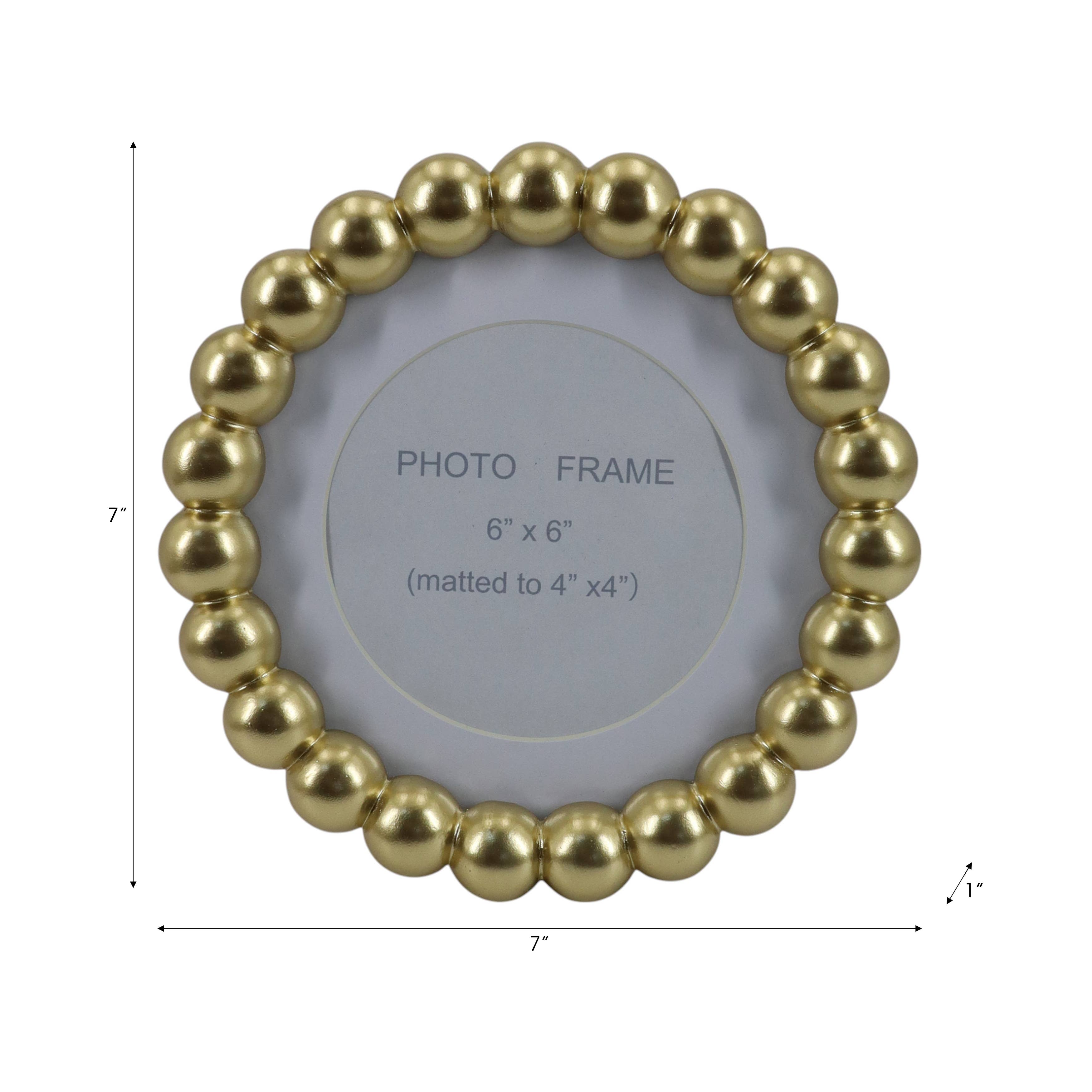 Sagebrook Home Gold Glass Elegant Matted Beaded Frame, 6x6 in.