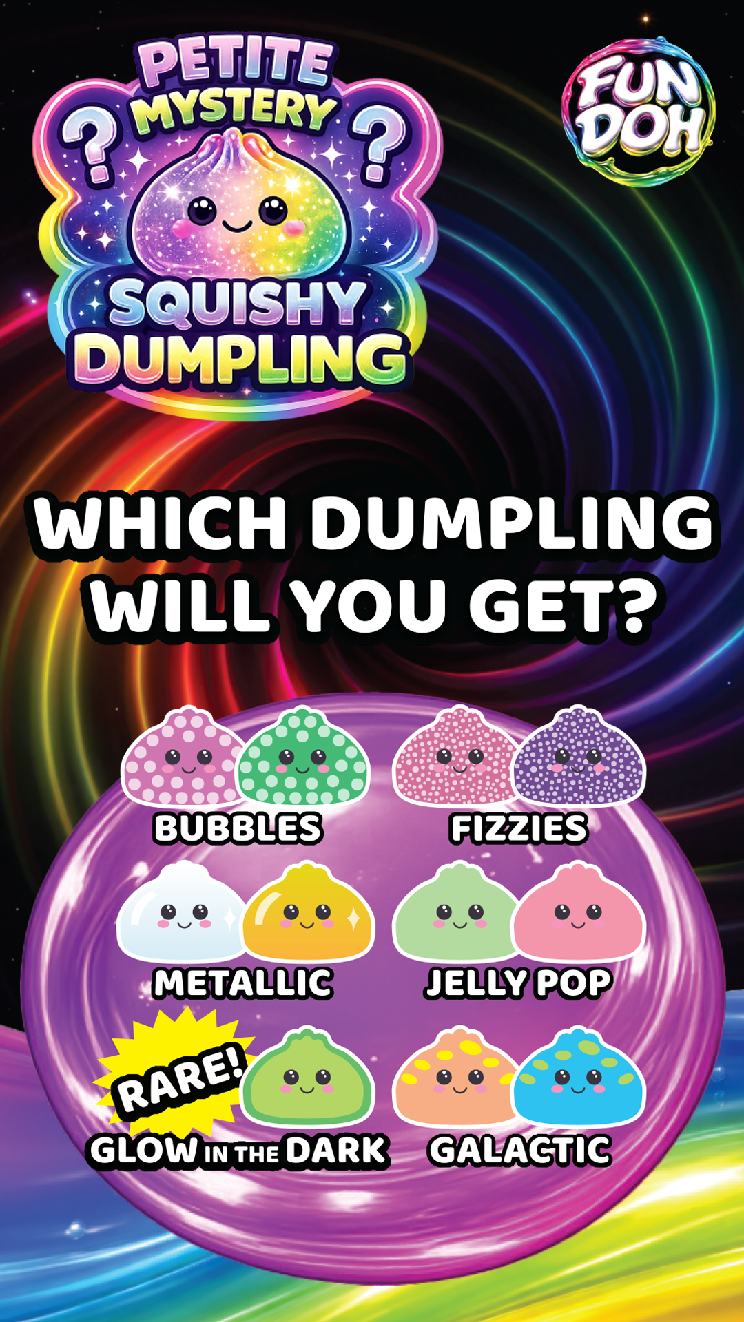 Novelty Brands - Fun Doh Squishy Mystery Mini Petite 2.5" Dumpling Toy