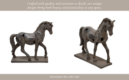 Sagebrook Home - Resin Cracked Horse Sculpture Home Decor - Brown, 16 in.