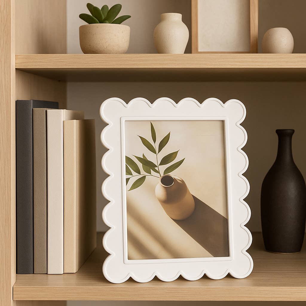 Sagebrook Home - Photo Frame - Resin with Decorative Scalloped Edge