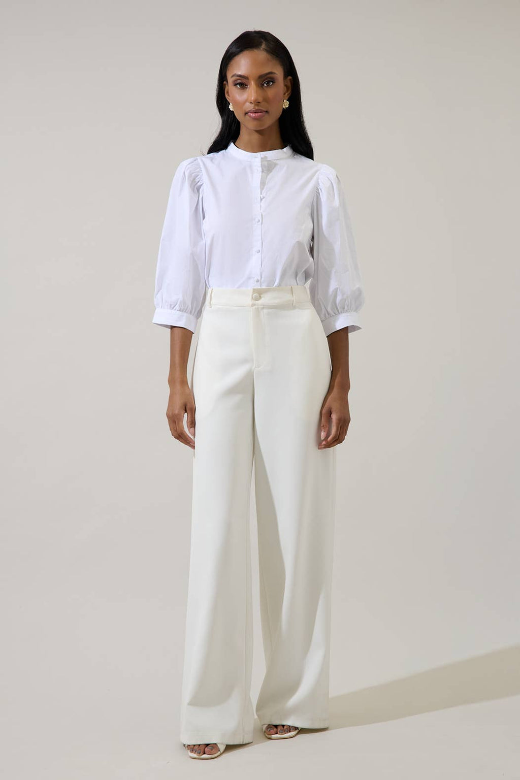 Sugarlips - Raveny Button Up Puff Sleeve Shirt