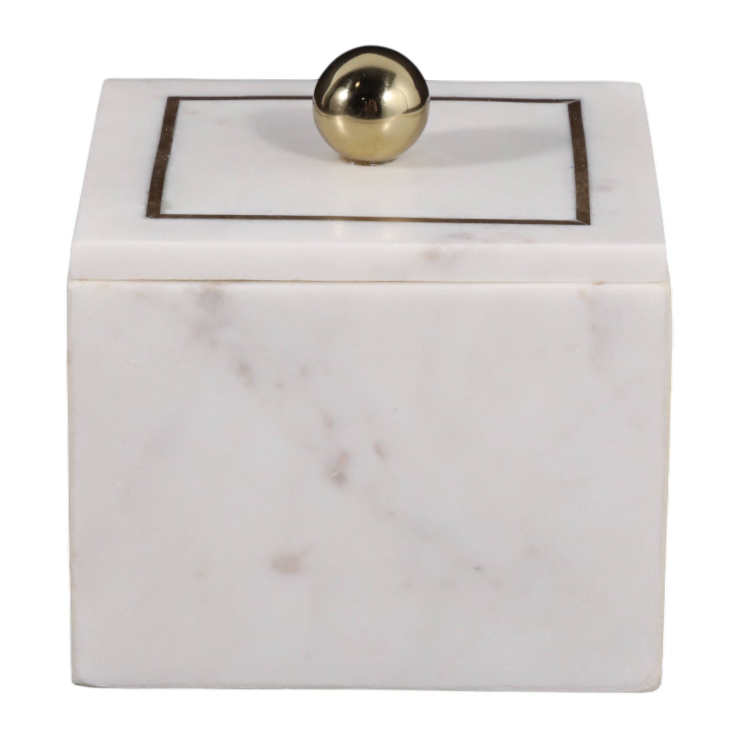 Sagebrook Home - Marble Modern Storage Box with Removable Lid - White, 5 in.