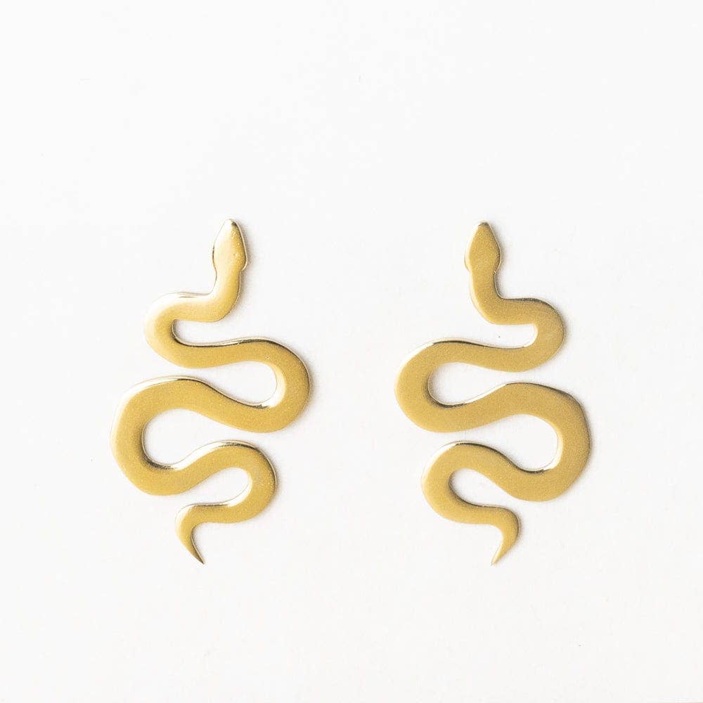 INK + ALLOY - Kara Snake Post Earrings Brass