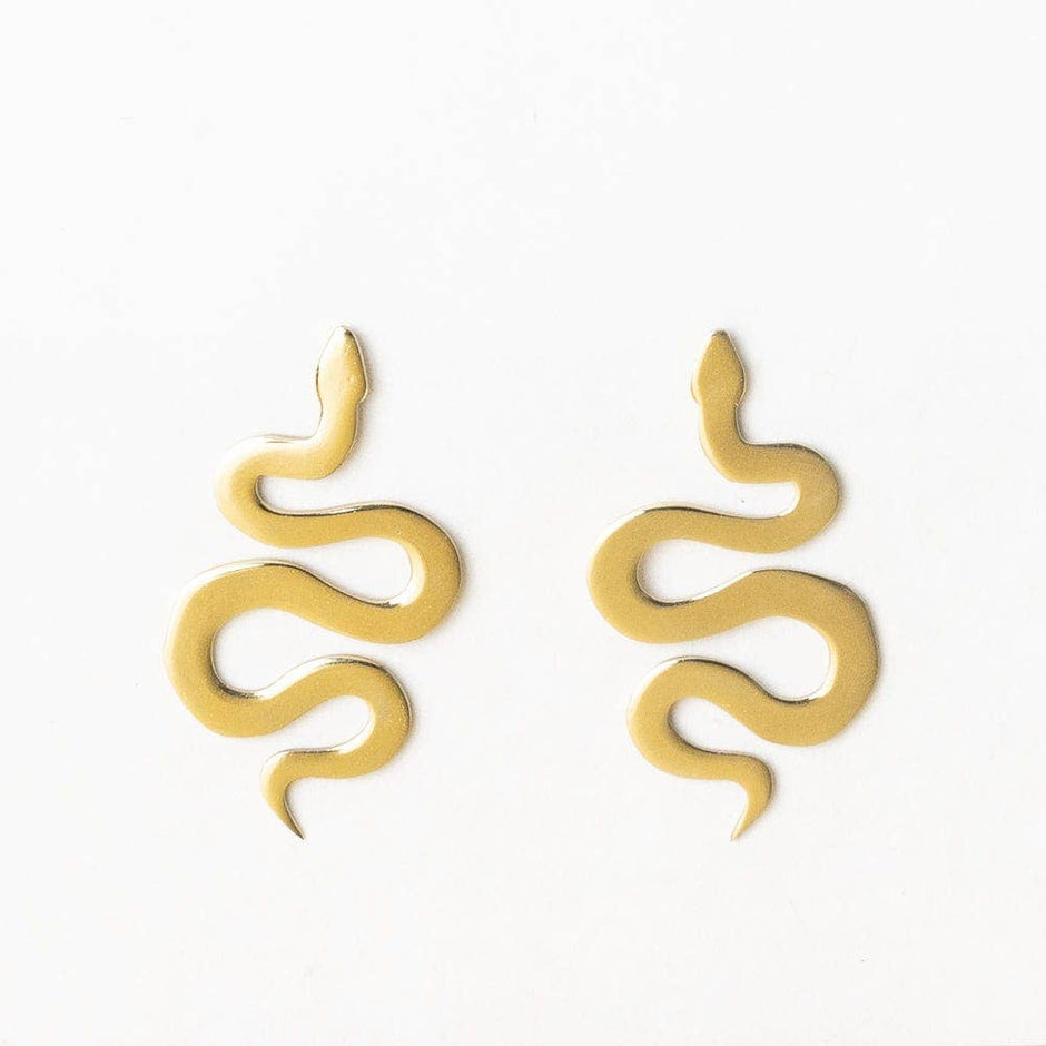INK + ALLOY - Kara Snake Post Earrings Brass