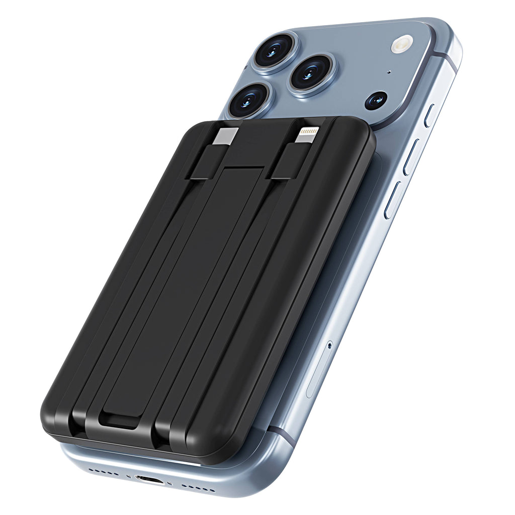 LAX Gadgets - Magnetic 7200mAh Rapid-Charge Power Bank with Built-In Cable