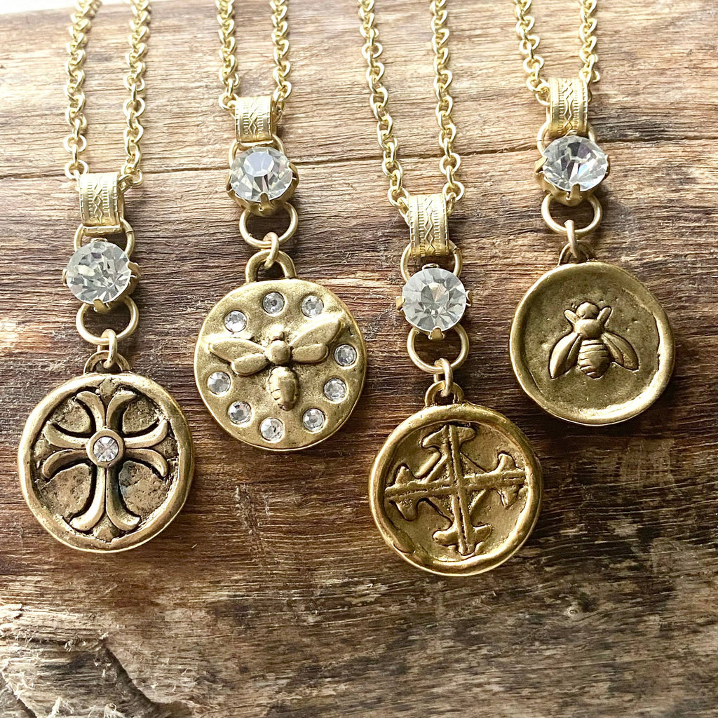 VB&CO Designs Handmade Jewelry - Cross bee serenity cross jewelry  French jewelry  stone