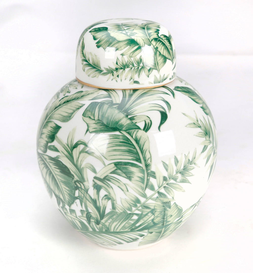 AA Importing - Tropical Leaf Round Jar