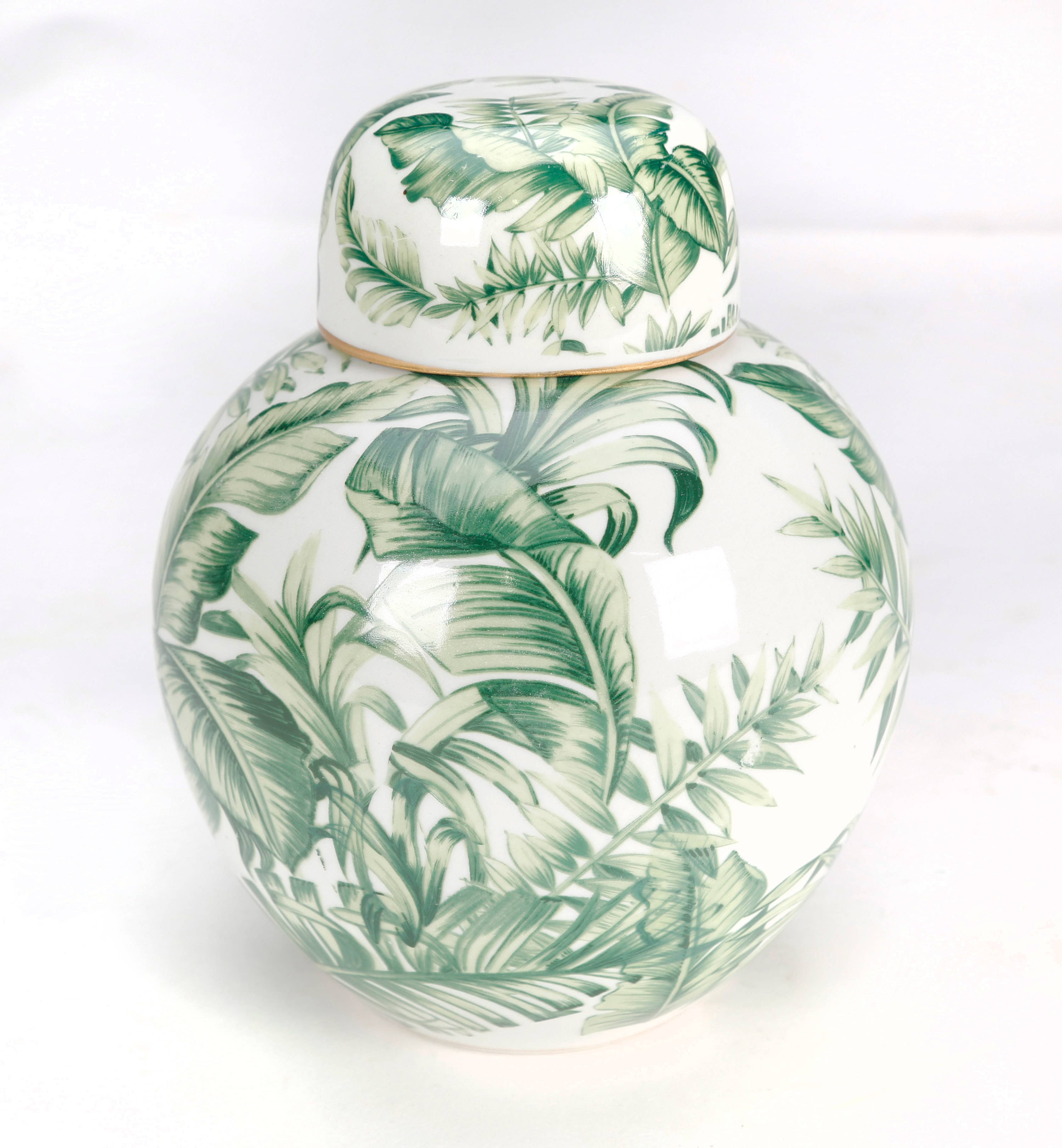 AA Importing - Tropical Leaf Round Jar