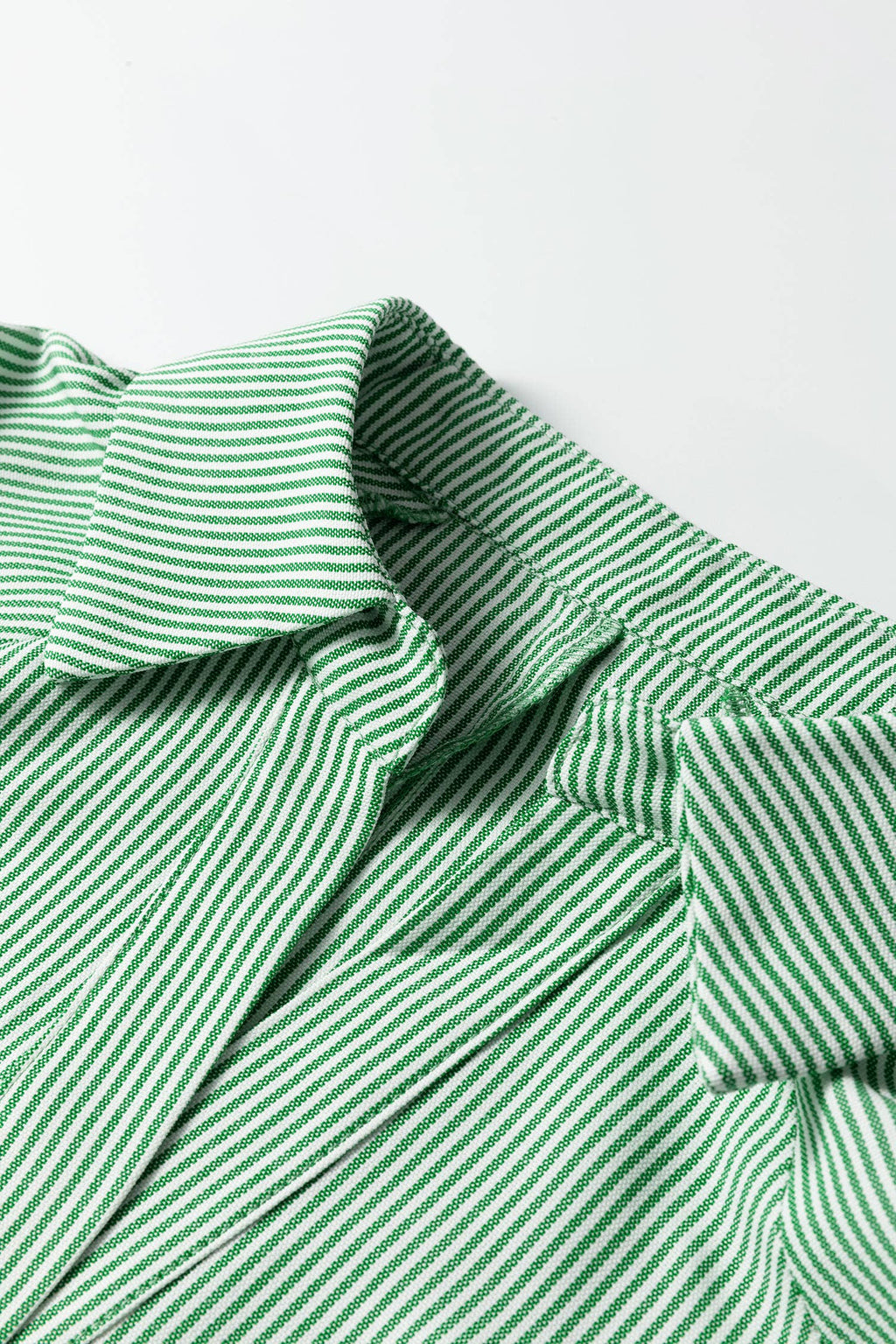 66DISCO - Striped Print Collared Split Neck Half Sleeve Blouse (S-4X)