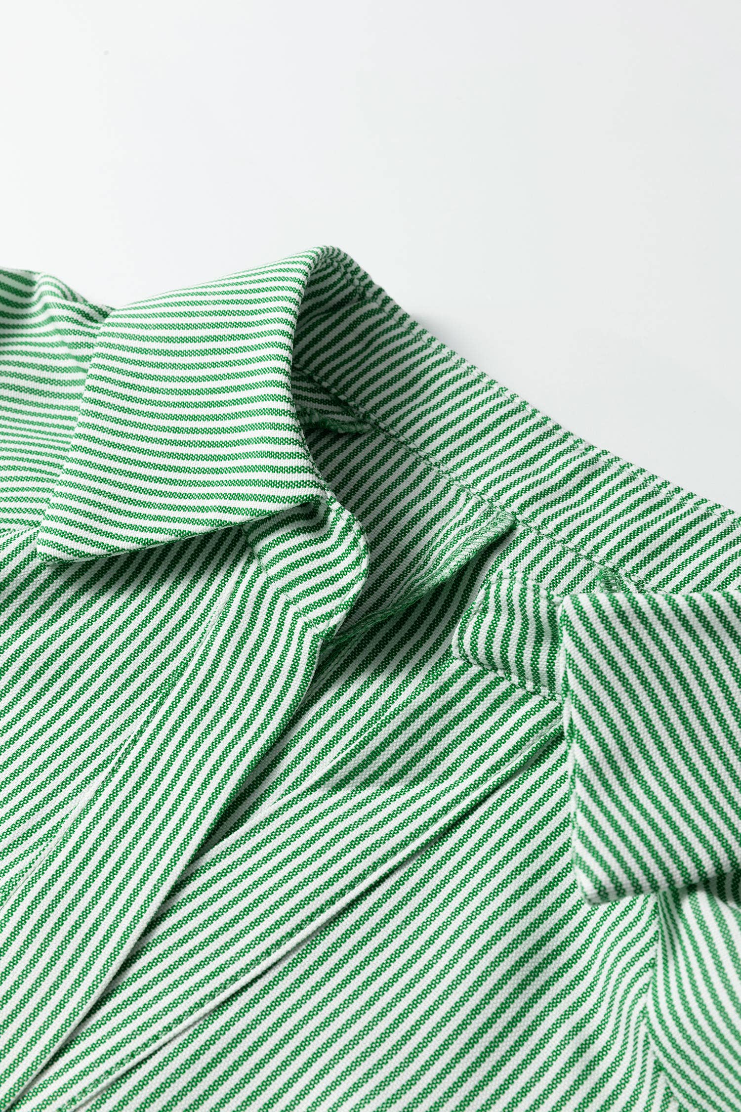 66DISCO - Striped Print Collared Split Neck Half Sleeve Blouse (S-4X)
