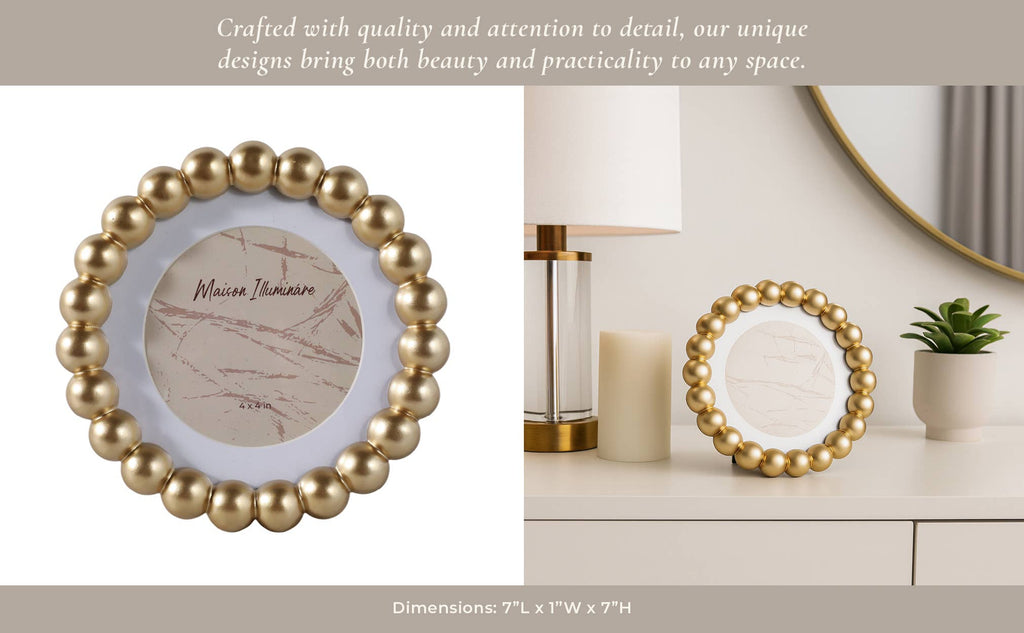 Sagebrook Home Gold Glass Elegant Matted Beaded Frame, 6x6 in.