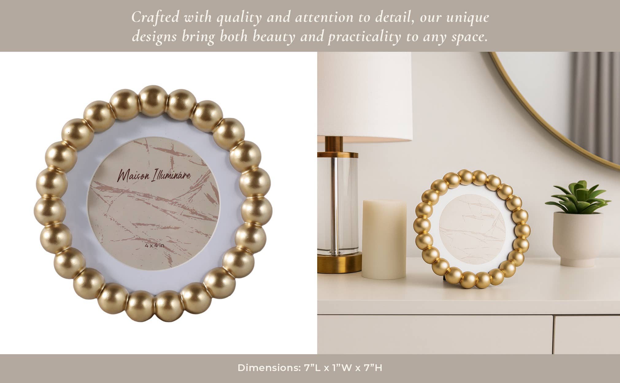 Sagebrook Home Gold Glass Elegant Matted Beaded Frame, 6x6 in.