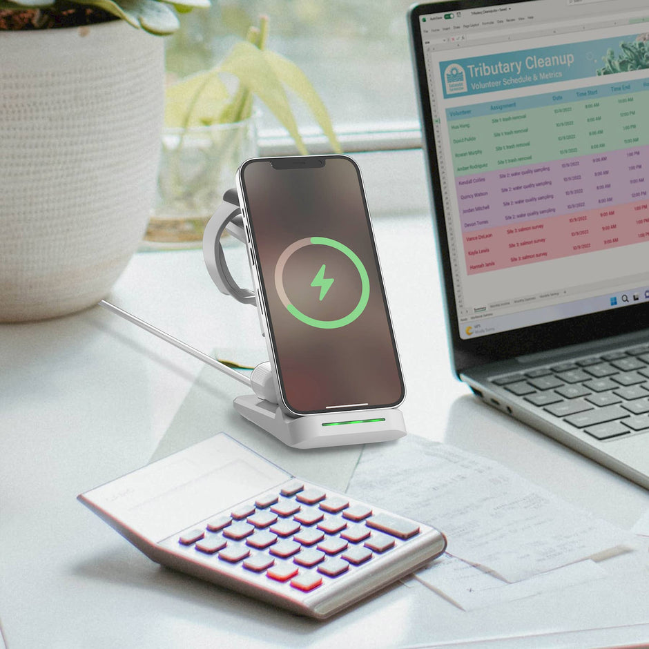 LAX Gadgets - 3-in-1 Wireless Charging Station, Charger Stand
