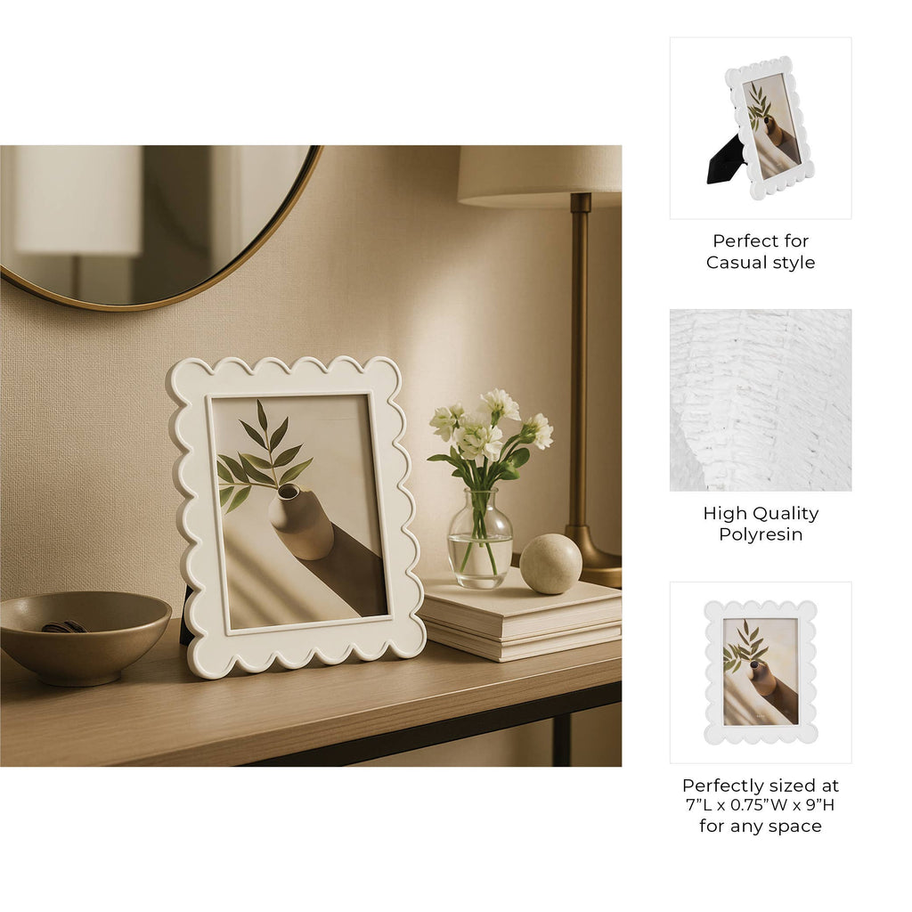 Sagebrook Home - Photo Frame - Resin with Decorative Scalloped Edge