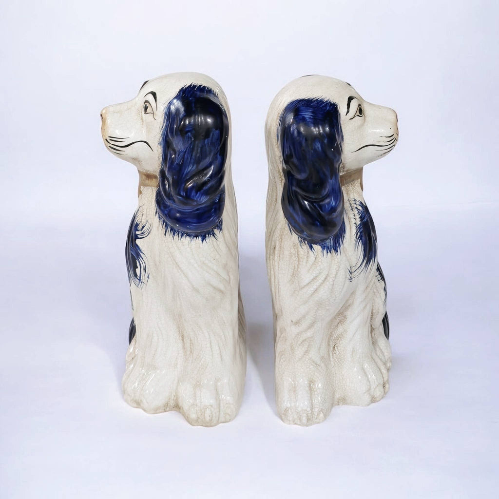 AA Importing - Blue and White Ceramic Staffordshire Dog Pair