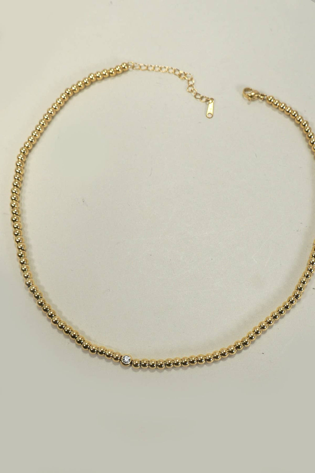 JOSSLYN by wall to wall - 18K STAINLESS STEEL TARNISH FREE BEADED NECKLACE