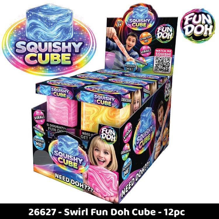 Novelty Brands - Fun Doh Swirl Squishy Cubes Viral Assortment - 12/Display