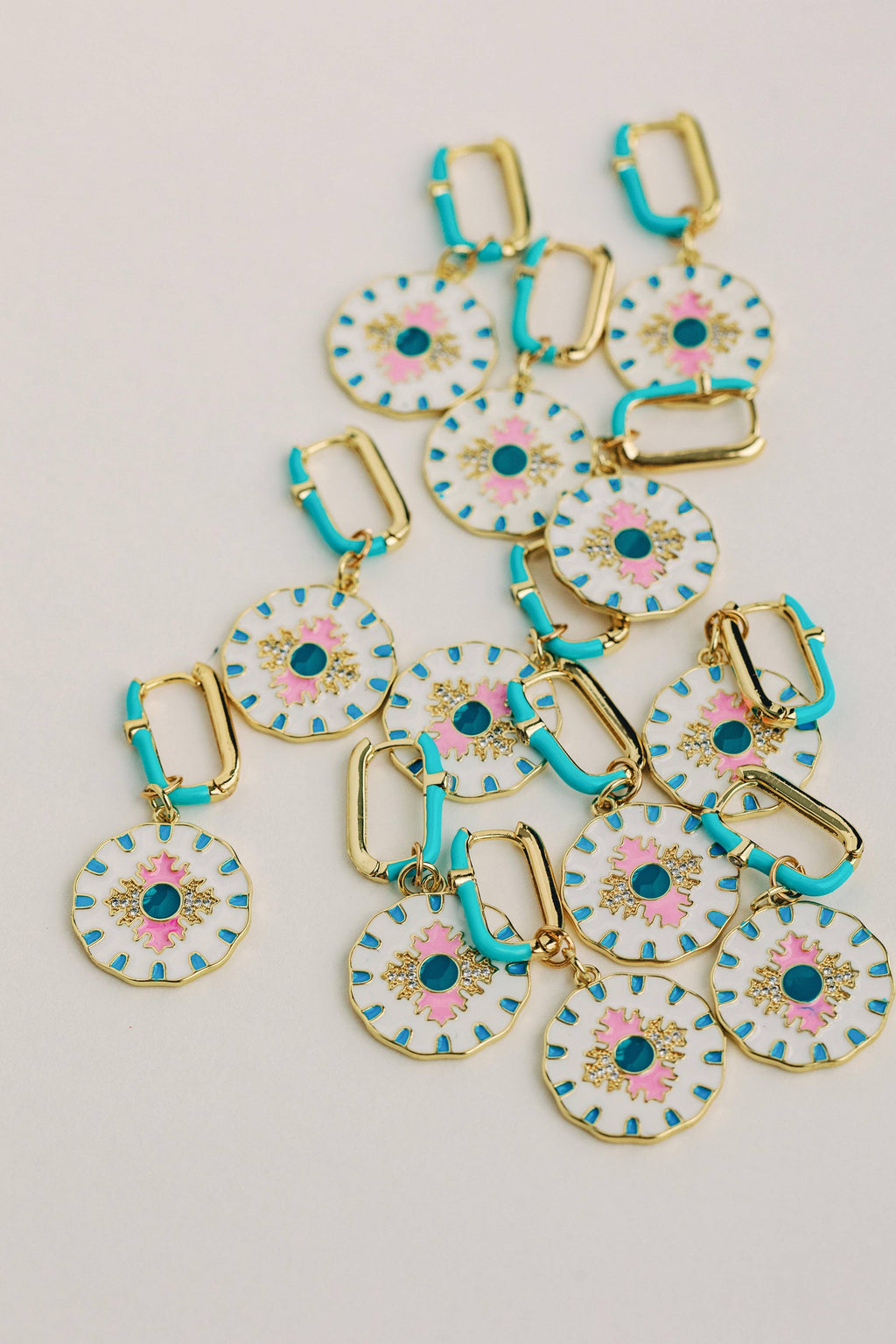 St Armands Designs of Sarasota - Capri Tile Enamel Charm Statement Earrings