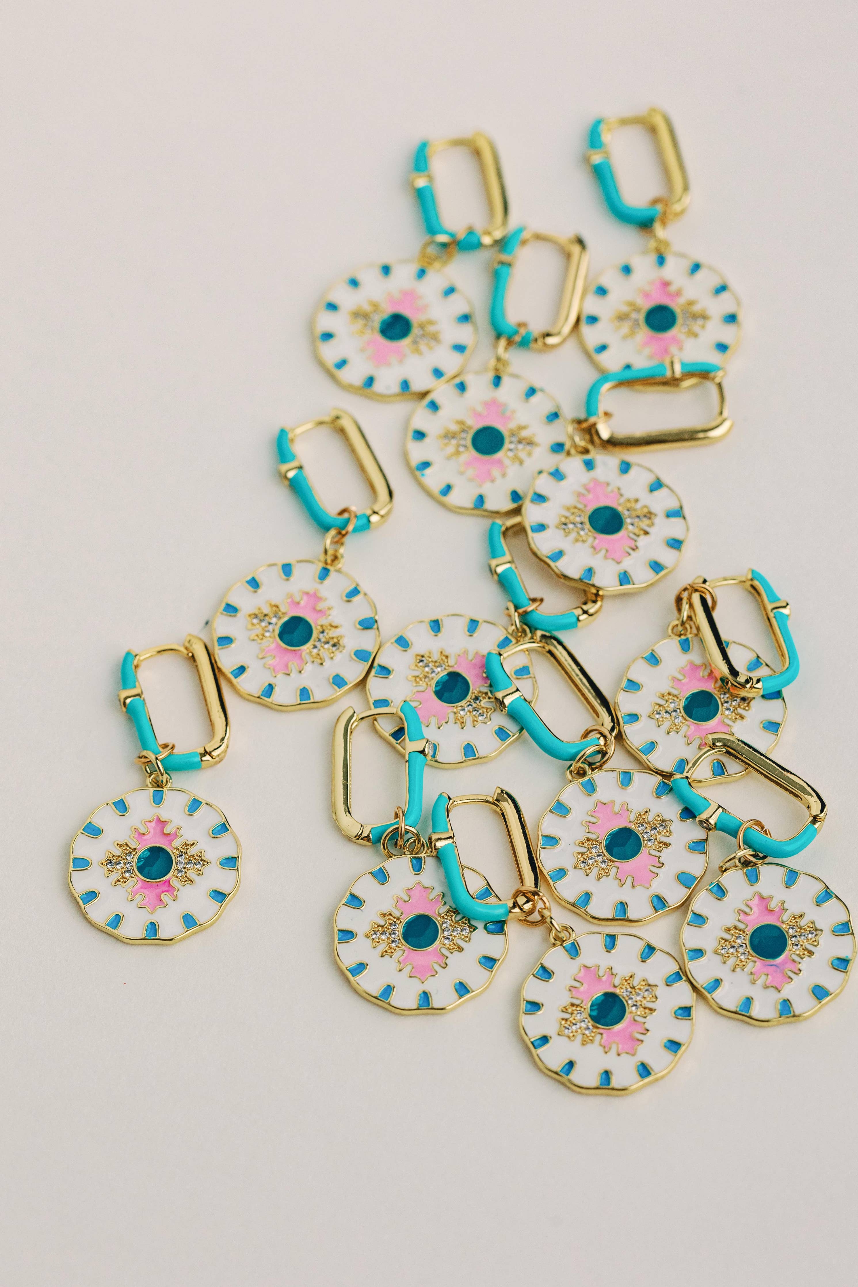 St Armands Designs of Sarasota - Capri Tile Enamel Charm Statement Earrings