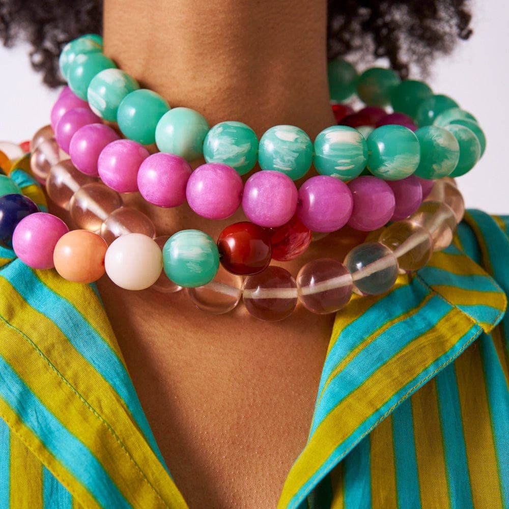 INK + ALLOY - Iris Large Resin Bead Necklace Aqua Wholesale