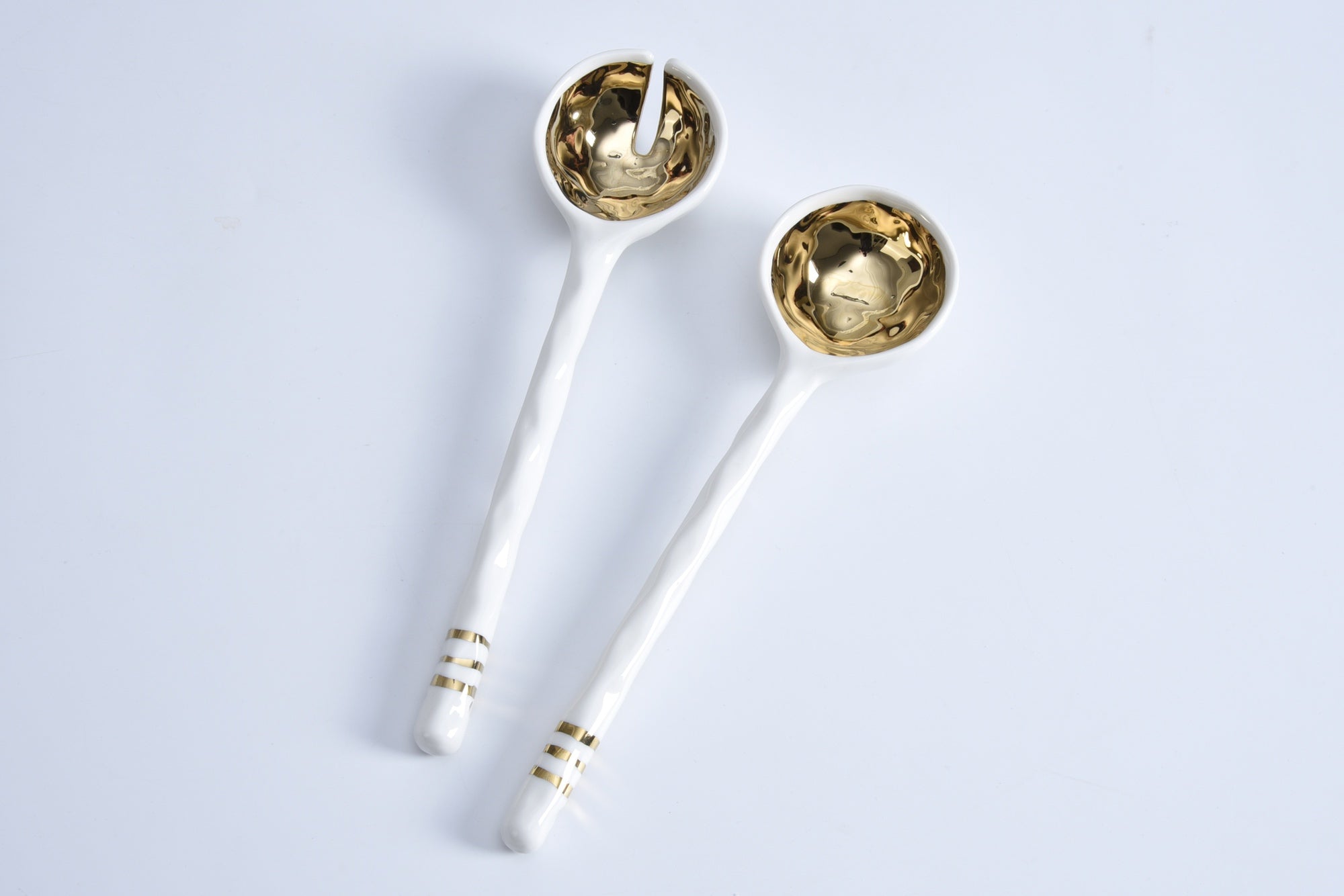 Pampa Bay Porcelain Salad Server Set Gold