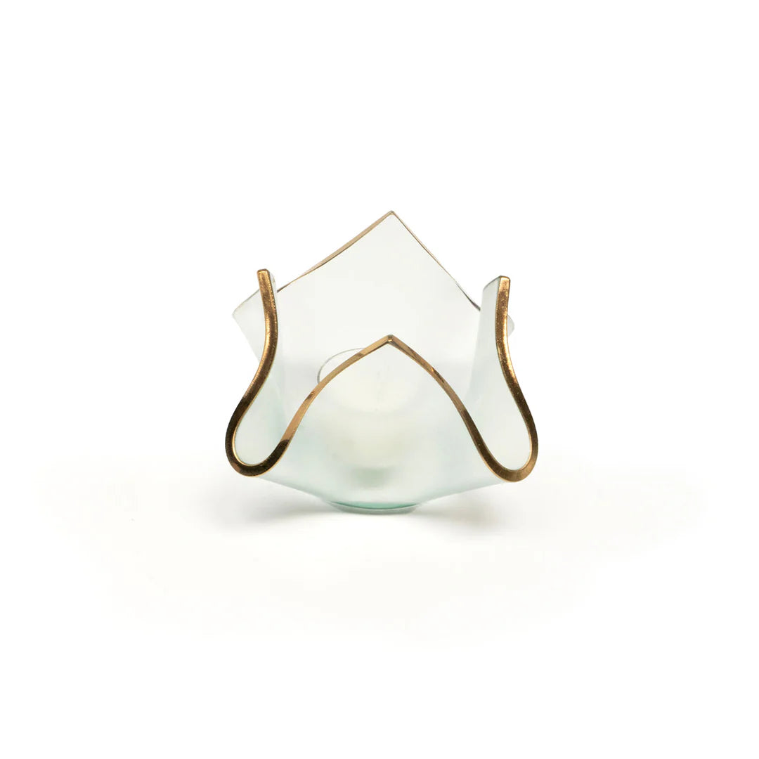 Annieglass Handkerchief Votive, 4" X 4" X 3"