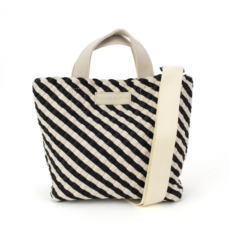 Parker and Hyde Hampton Mini Woven Tote in Black