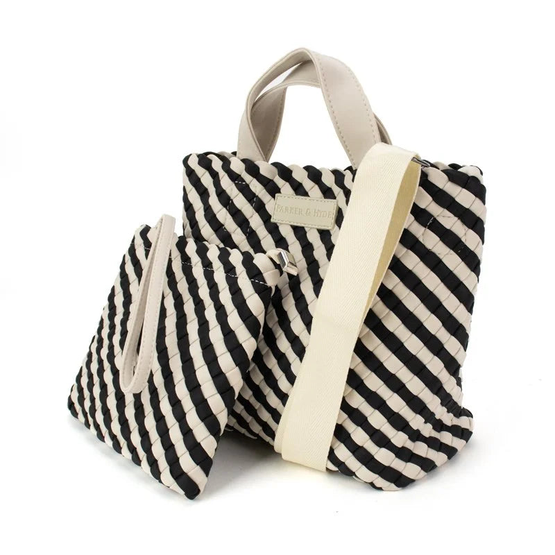 Parker and Hyde Hampton Mini Woven Tote in Black