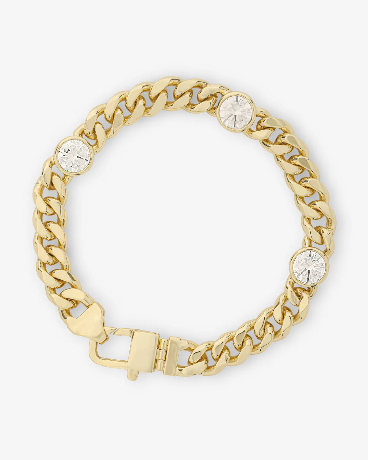 Melinda Maria Julian Triple Diamond Cuban Chain Gold Bracelet