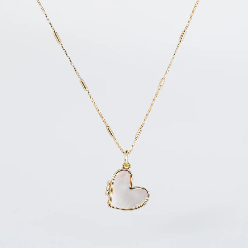 Coastal Grit Mother of Pearl Heart Locket