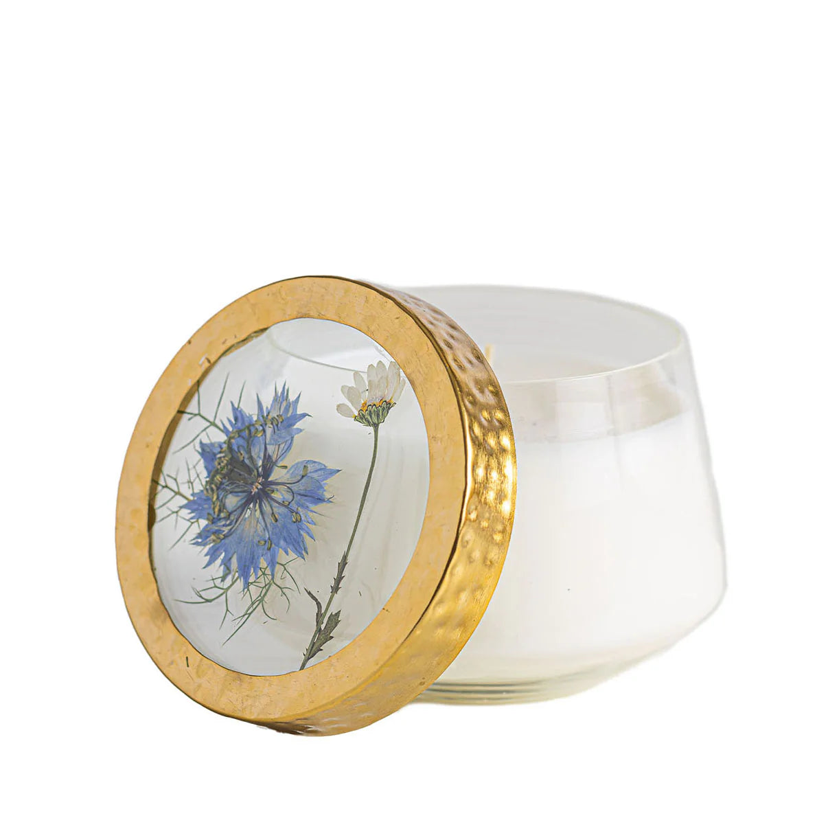Rosy Rings Accent Pressed Floral Candle - Sea Salt Mist