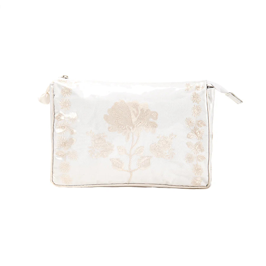 Lenora Peony Large Makeup Bag Ivory