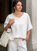 Mersea Frenchie Raw Edge V-Neck Sweatshirt OS