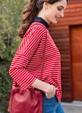 Mersea Red with Pink Stripe Quarter Length Sleeve