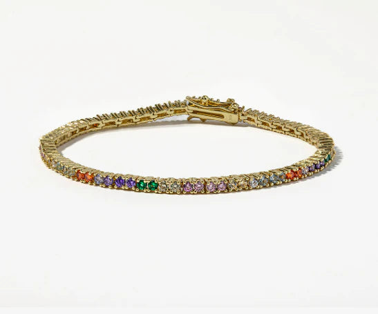 Melinda Maria Baby Heiress Tennis Bracelet Gold/Rainbow
